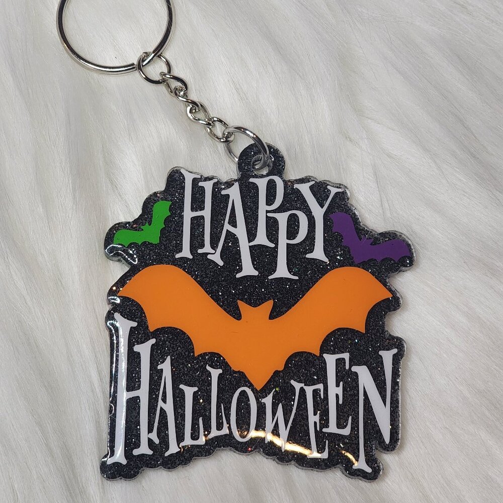 Happy Halloween Bats Keychain